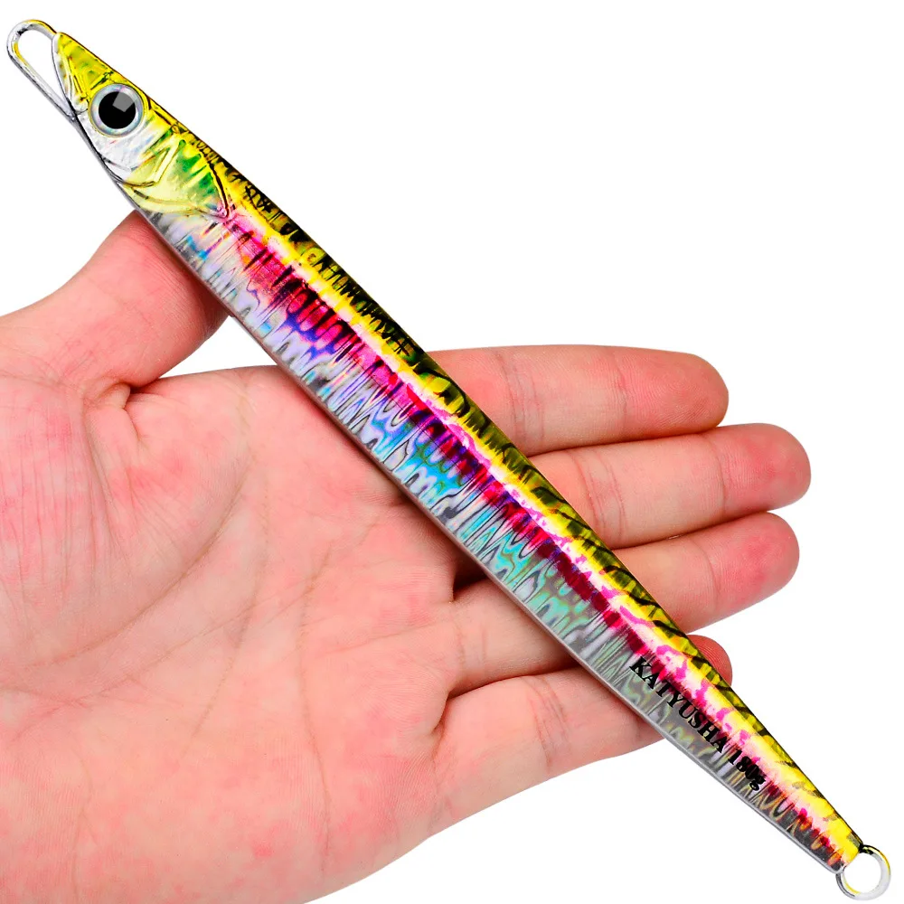 JETSHARK 60-180g Saltwater Sea Deep Sea Boat Fishing Big Jig Fast Sinking PVC Metal Lure with Night Light Sea Jig
