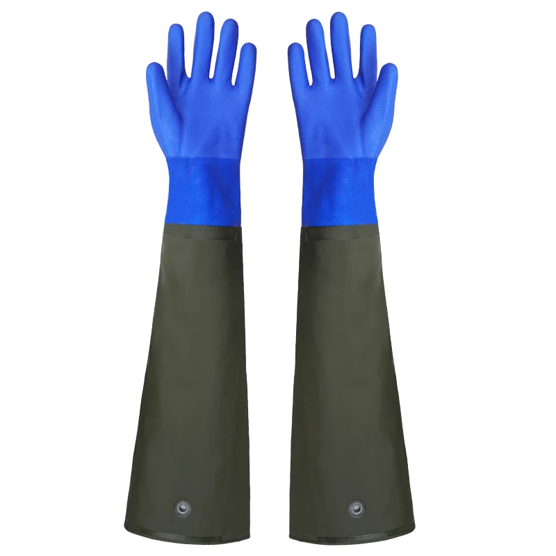 Fishing waterproof gloves aquatic lengthening catch fish thickened with velvet protection rubber non-slip car wash gloves
