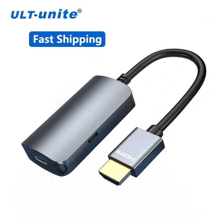 ULT-Unite 2 in 1 Hubs 0.1m HDMI Laptop to USB C Monitor Adapter Cable Converter 4K 60Hz Ultra HD Audio Video Cable
