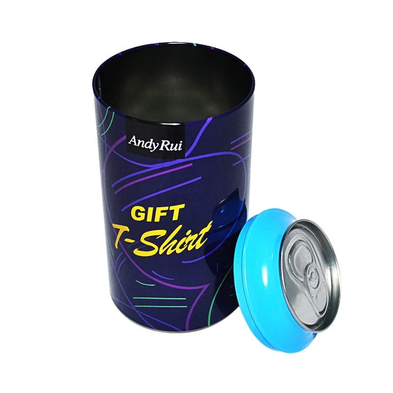 Wholesale factory cola beer shape custom metal stash tin can for towel socks packaging soda underwear tin can