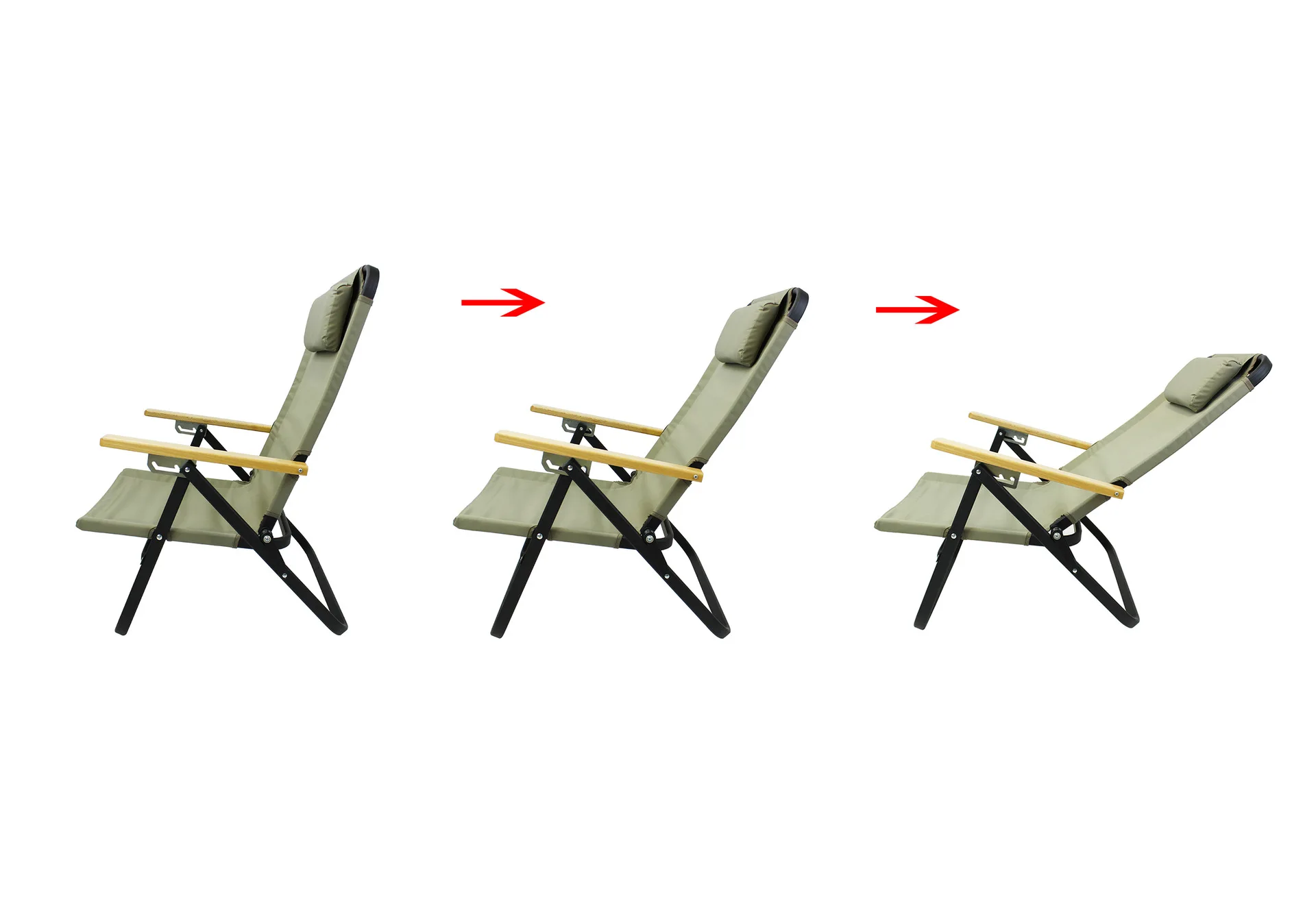 Custom Patterned Oxford Cloth Strong Wooden High Load Folding Portable Lounge Beach Fishing Chairs With Pillow