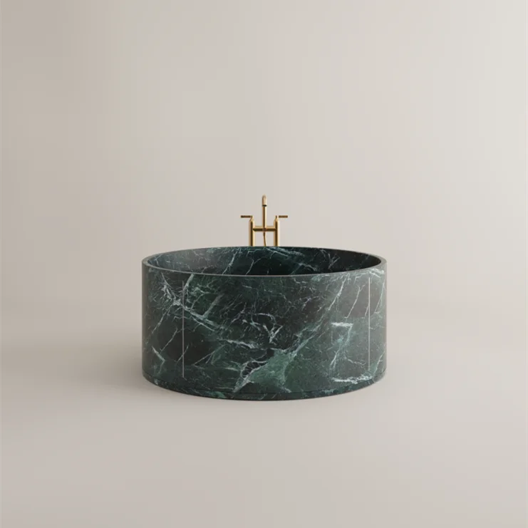 RF Hand Made Carving Natural Stone Bathtub Freestanding Marble Round Bathtub For Bathroom Hotel Project