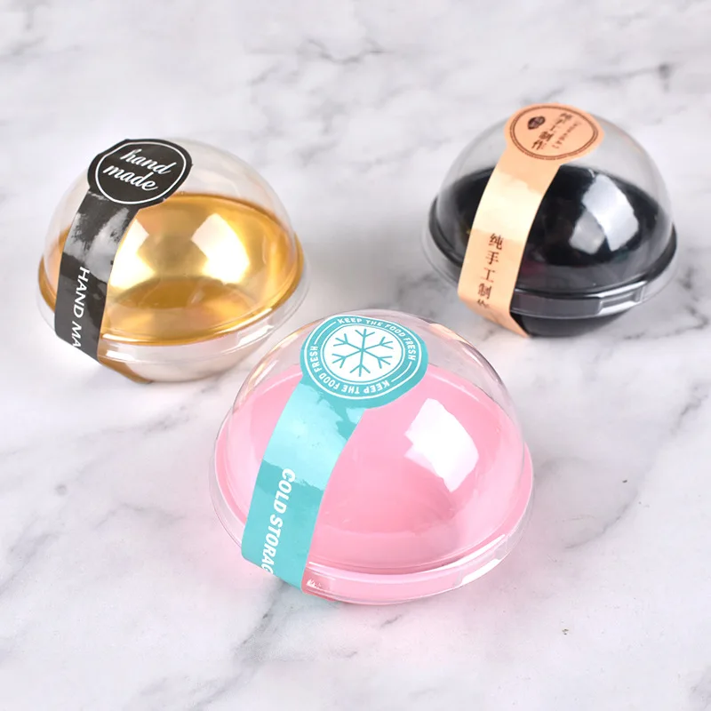 Factory Direct Egg Yolk Crisp Round Blister Box Clear Plastic Mini Cake Puff Packaging Box for Desserts