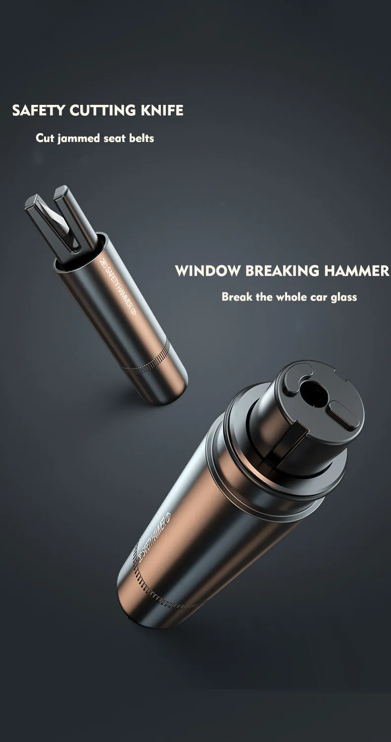 Steel Auto Emergency Tool Mini Vehicle Interior Accessories 2 In 1 Car Safety Hammer With Seat Belt Cut