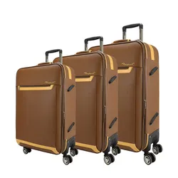 Personalized soft PU leather suitcase set travel luggage sets trolley bags luggage