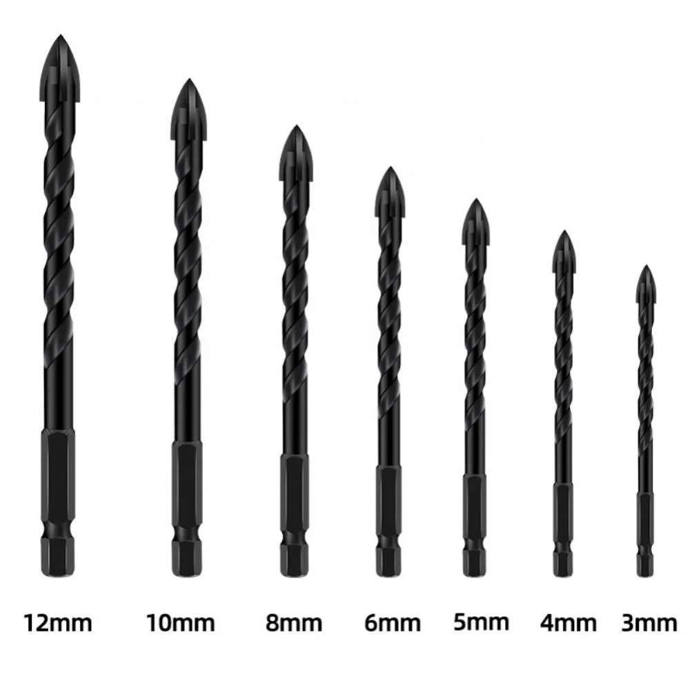 3-12mm Cross Hex Tile Drill Bits Set for Glass Ceramic Concrete Hole Opener Brick Hard Alloy Triangle Bit Tool Kit