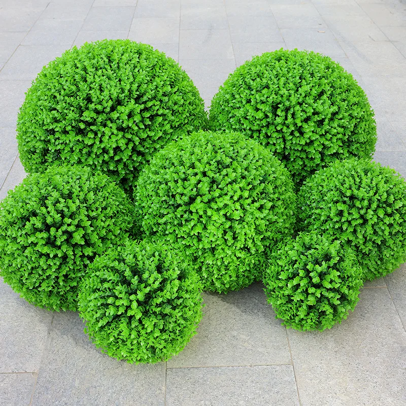 Eco-Friendly PE Factory Outlet Grass Ball Artificial Boxwood Ball Green Artificial Topiary Ball Home Decor