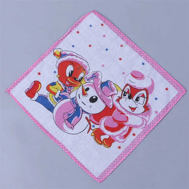 Soft feeling 28*28cm small handkerchief cartoon printed children baby cotton handkerchief