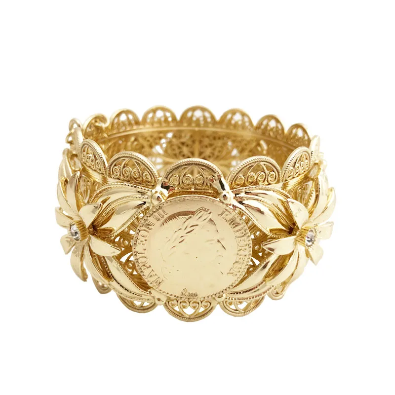 New Fashion Vintage Hollow Flower Bangle Indian Cuff Bracelet  Traditional Moroccan Wedding Jewelry Gifts  For Women