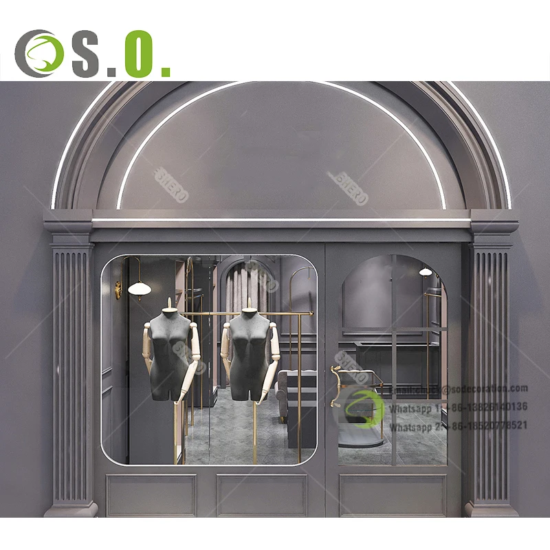 Women Clothes Boutique Furniture Retail Store Clothing Showcase And Shelves Shop Wall Showcase For Clothes Store