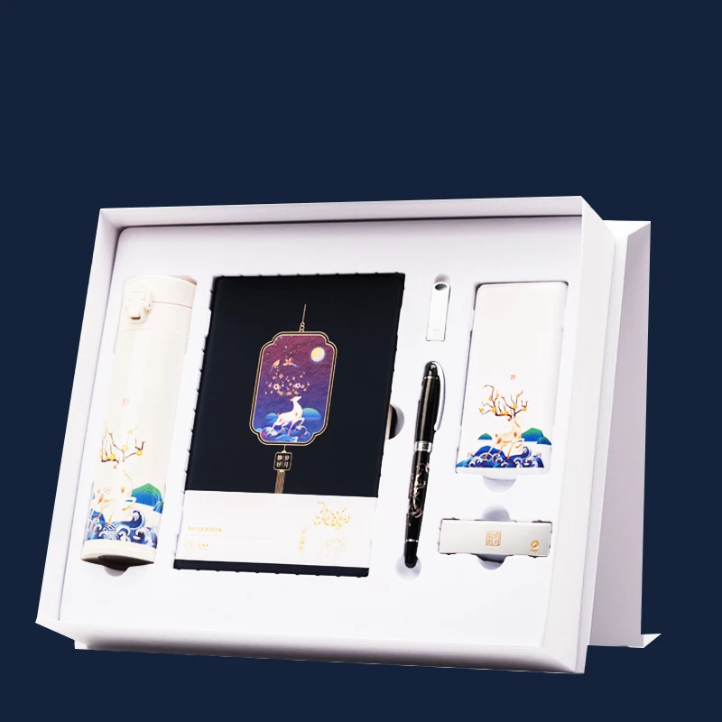 business gift set luxury Flask Usb Pen A5 Notebook Name Card Holder Wireless Mouse Corporate Business Gift Set Customizable