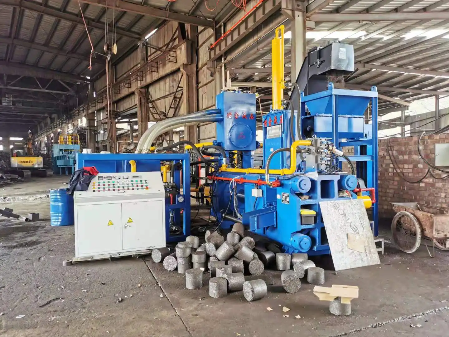 automatic horizontal high pressure hydraulic briquetting press machine for cast iron steel shaving chips