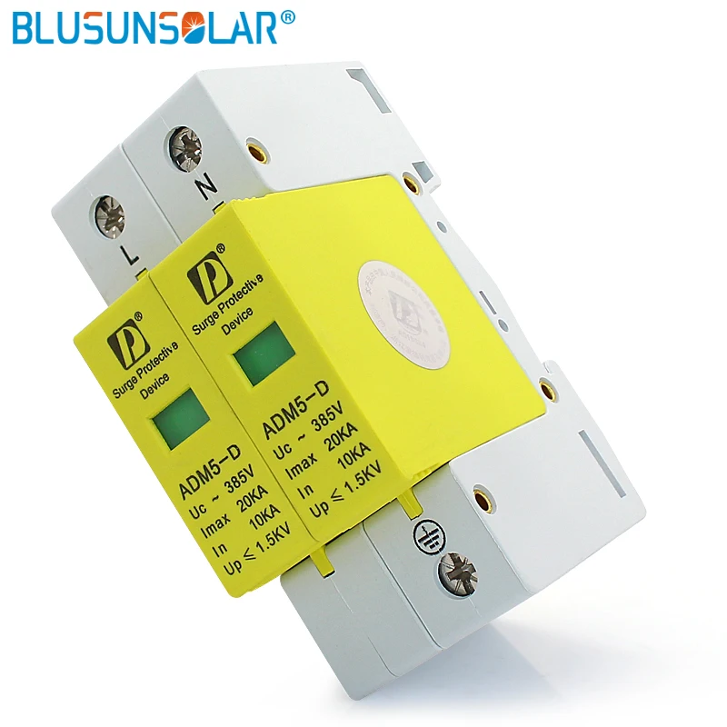 Surge Protection Device Standard 35mm DIN Rail 2P 20KA  385V AC Household Low-Voltage Anti-lightning SPD Surge Arrester