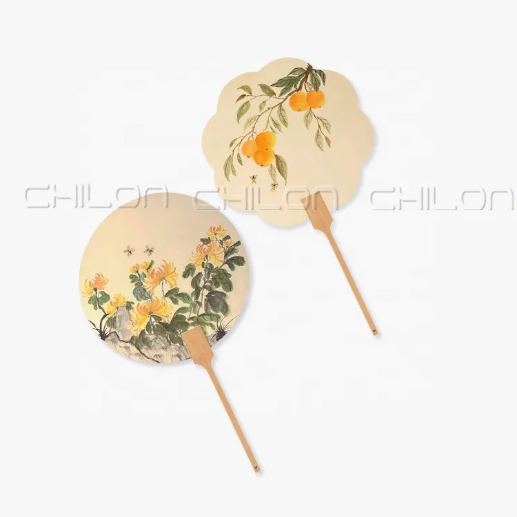 Printing promotional Round hand fan customized Wood hand fan