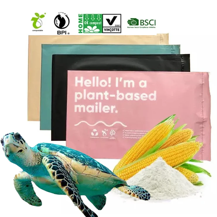 Custom Printed Designers 100% biodegradable 6x9 10x13 plant based Compostable clothing Mailing Envelope Poly Mailer Poly Bag