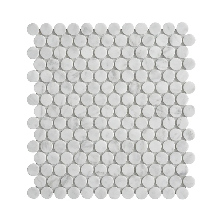 Penny round bianco carrara white marble mosaic tile for bathroom floor and wall