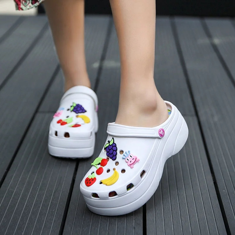 
EVA fashion style non-slip cool sexy Custom water washable High Heel Platform women wedge clog crocks sandals CLOGS & MULES 
