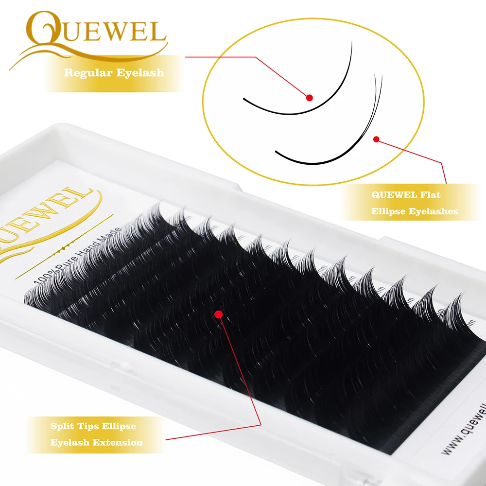 Ellipse Lash Extensions 100% Handmade New Matte Flat Lash Split Flat Eyelash Extension