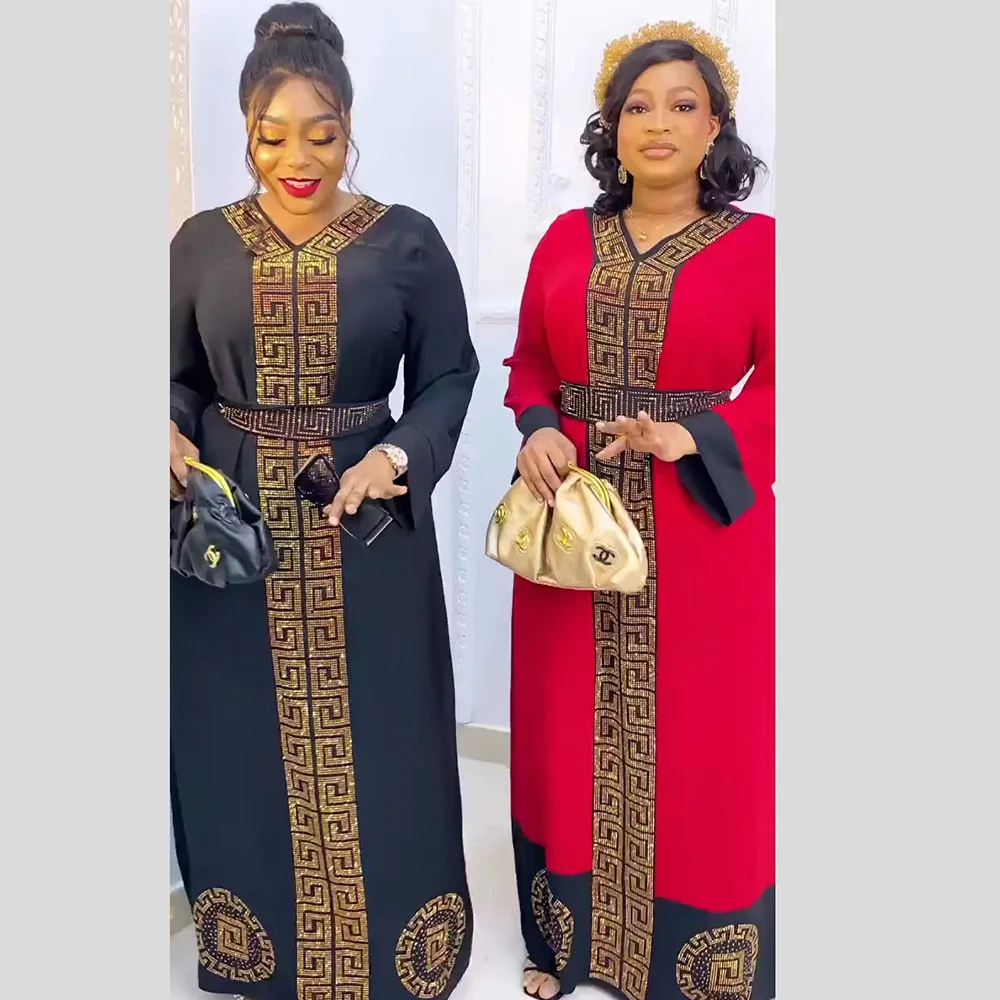European and American women fashion embroidered casual Robe African beading long grown Embroidered Casual Dresses