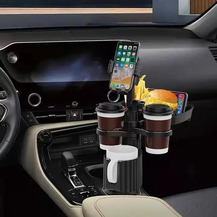 Original design Multifunctional long neck car drink phone mount with food tray for car seat organizer with desk table holder