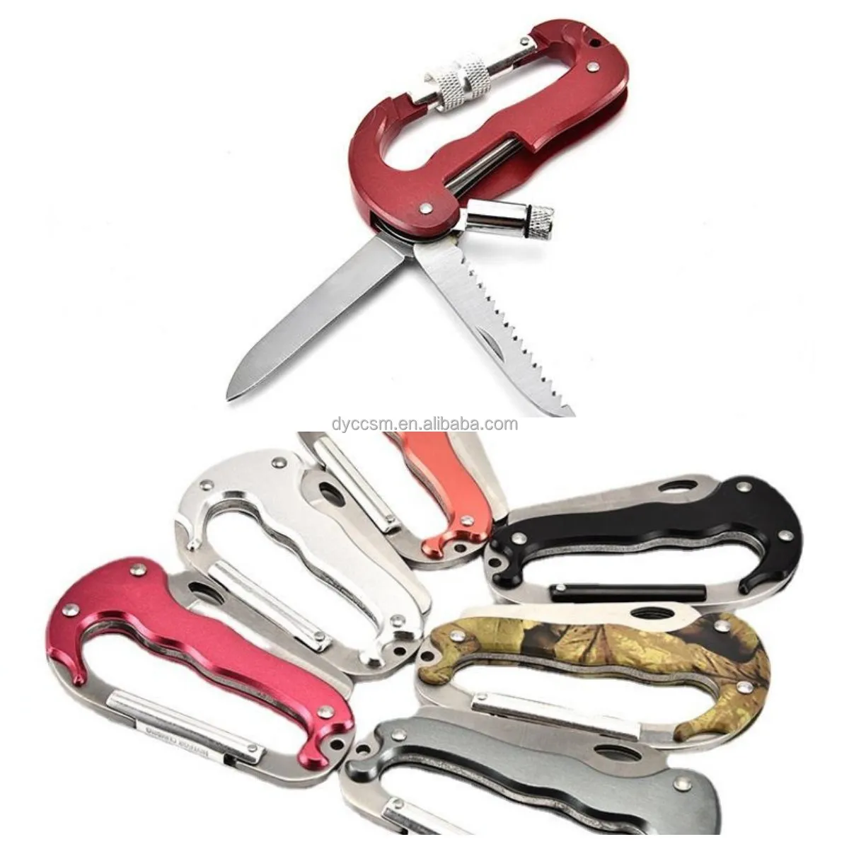 Multi-functional Mountaineering Buckle Camping Climbing Safety D Backpack Hook Knife Saw And Buckle In One