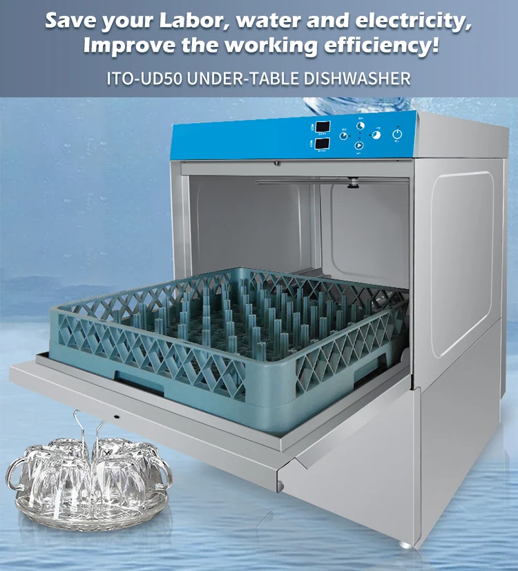 Professional Fully Automatic Commercial Undercounter Dishwasher Stainless Steel Wine Glass Dishwasher for Hotel Restaurant