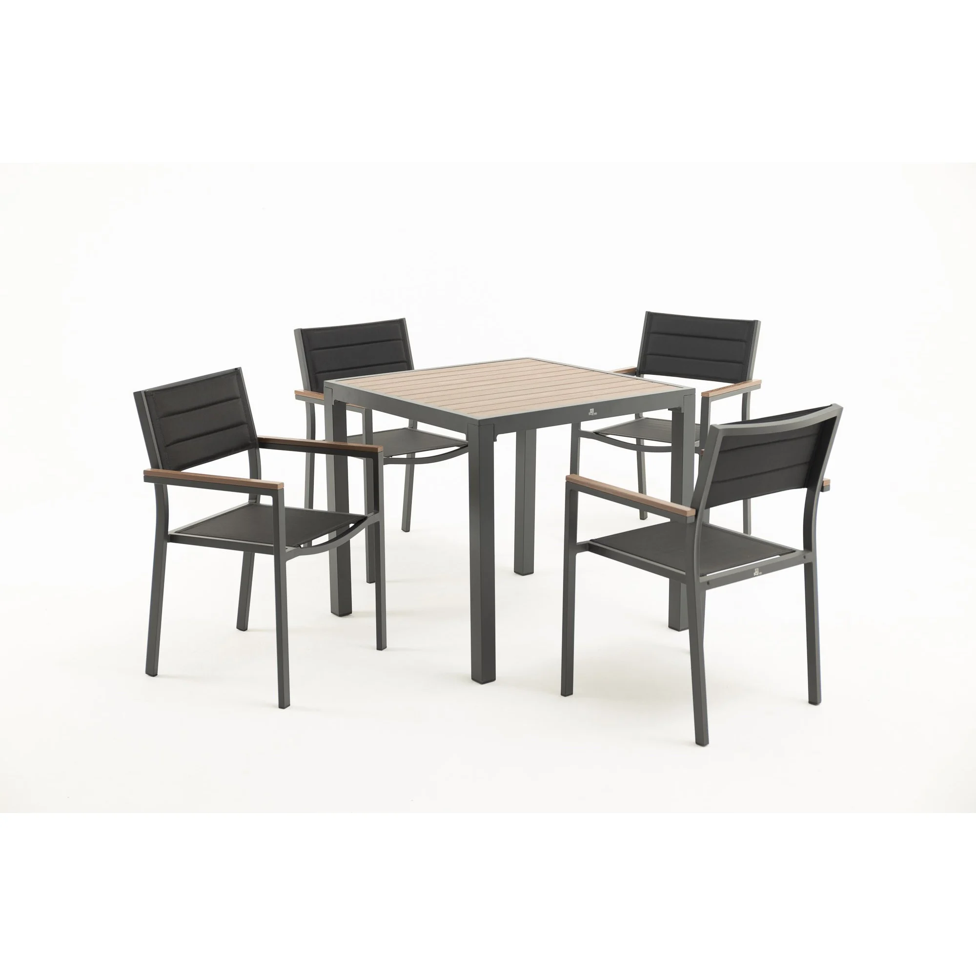 5 Piece Outdoor Dining Set Square Dining Table Set With Textilene Dining Armchair