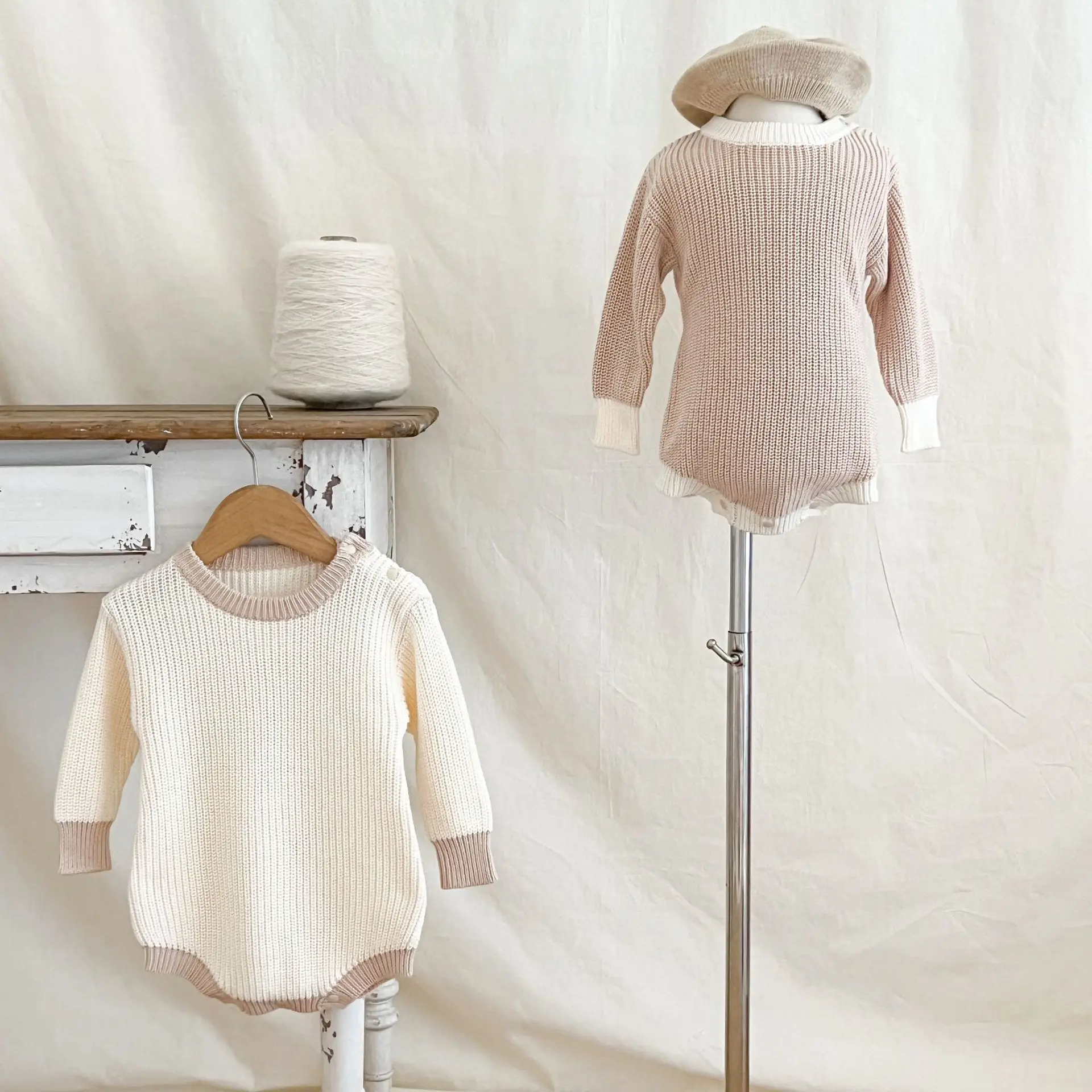 Ins Clothes for babies autumn winter Western style knitted jumpsuit baby sweater going out rompers onesie