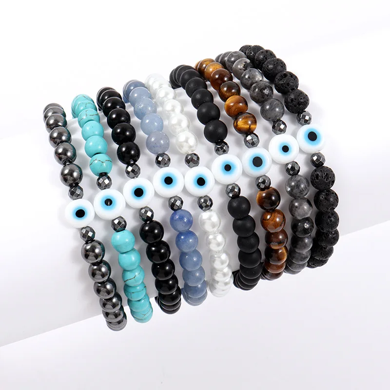 Agate Stone Bracelet Blue Turquoise Bracelet Beautiful Magnetite Natural Stone Beads Bracelet Gifts for Women