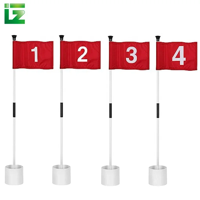 Factory Wholesale High Quality Mini Portable Custom Golf Flag Pole Golf Course Putting Green Flag Golf Hole Cup Set
