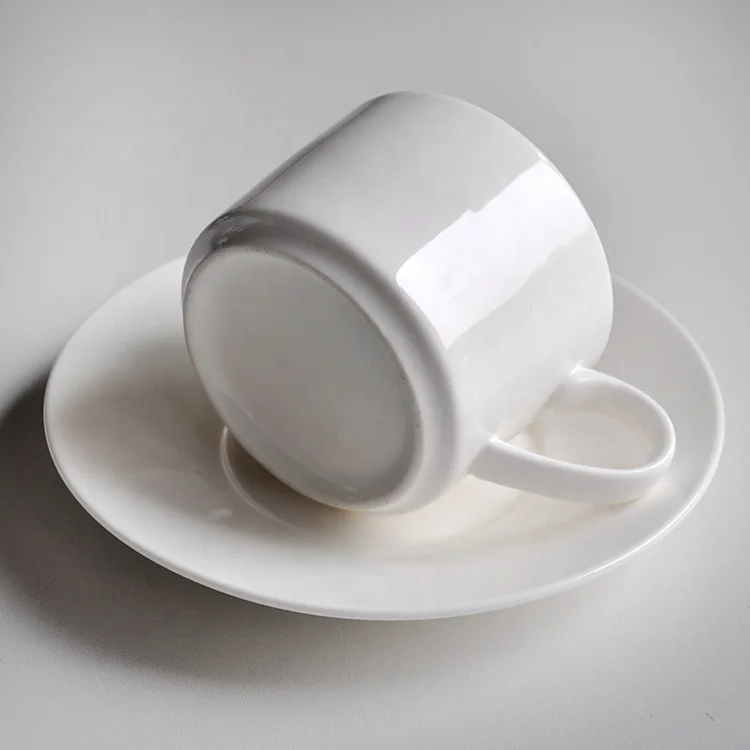 custom classic new bone china plain white ceramic cup and saucer mug set with printed logo