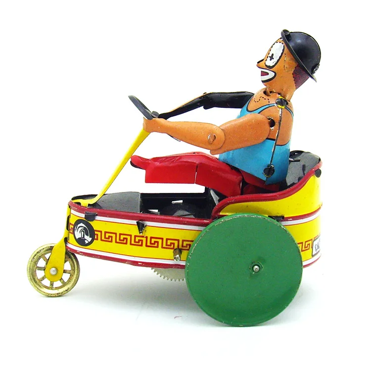 Clown On Tricycle Wind Up Tin Toy Cast Iron Craft