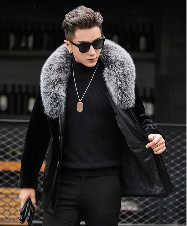 2024 new mid-length cotton thickened large size warm coat imitation fox fur collar imitation mink coat