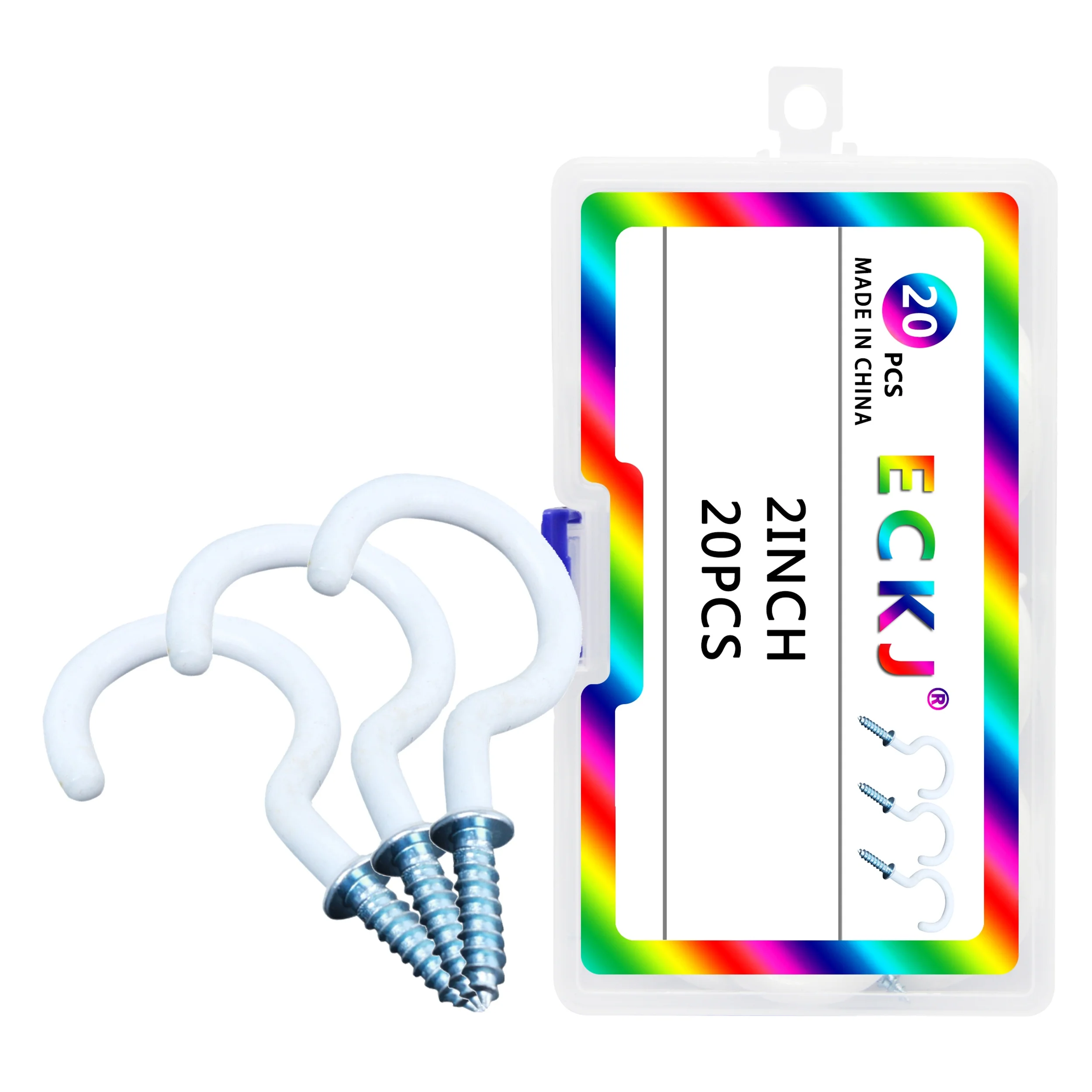 High quality vinyi coated hook wall screw hanger white cup hook