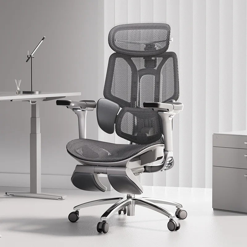 Ergonomic Office Chair with 6 directions adjust Armrests waist support footrest Adjustable Headrest High Back Tilt Function