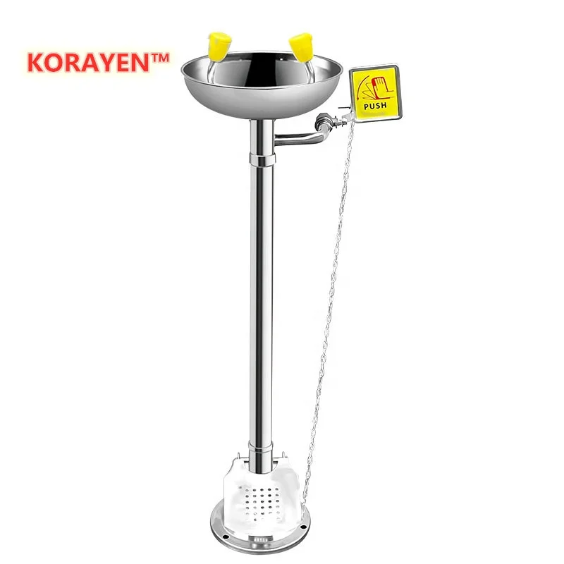 China High Quality Emergency Eye Wash Pedestal Mounted Stainless Steel Bowl