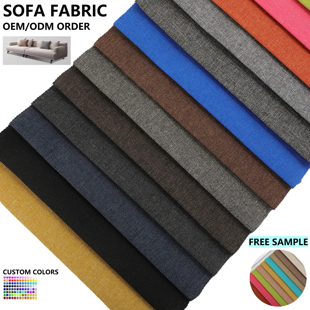 Home Decor 100% Polyester linen fabric for sofa sofa material fabric  fabric textile raw material for sofa  Oxford