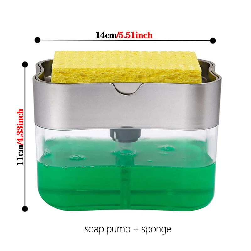 Amazon top selling clear soap pump sponge caddy liquid soap dispenser with sponge holder