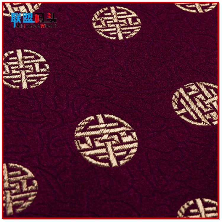 100% Polyester 80D Jacquard Chinese Satin Brocade Fabric For Chinese Traditional Clothes