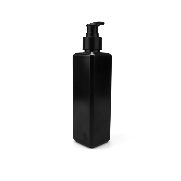 Custom cosmetic 300ml 400ml recycling plastic pet bottle 1000ml 1L 250ml rectangle matte black pet plastic shampoo lotion bottle