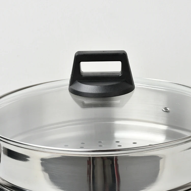 Commercial Kitchen Gadgets Large Three-layer Stainless Steel 304/201 Cooking Pot Food Dumpling Soup Steamer Pot With Glass Lid