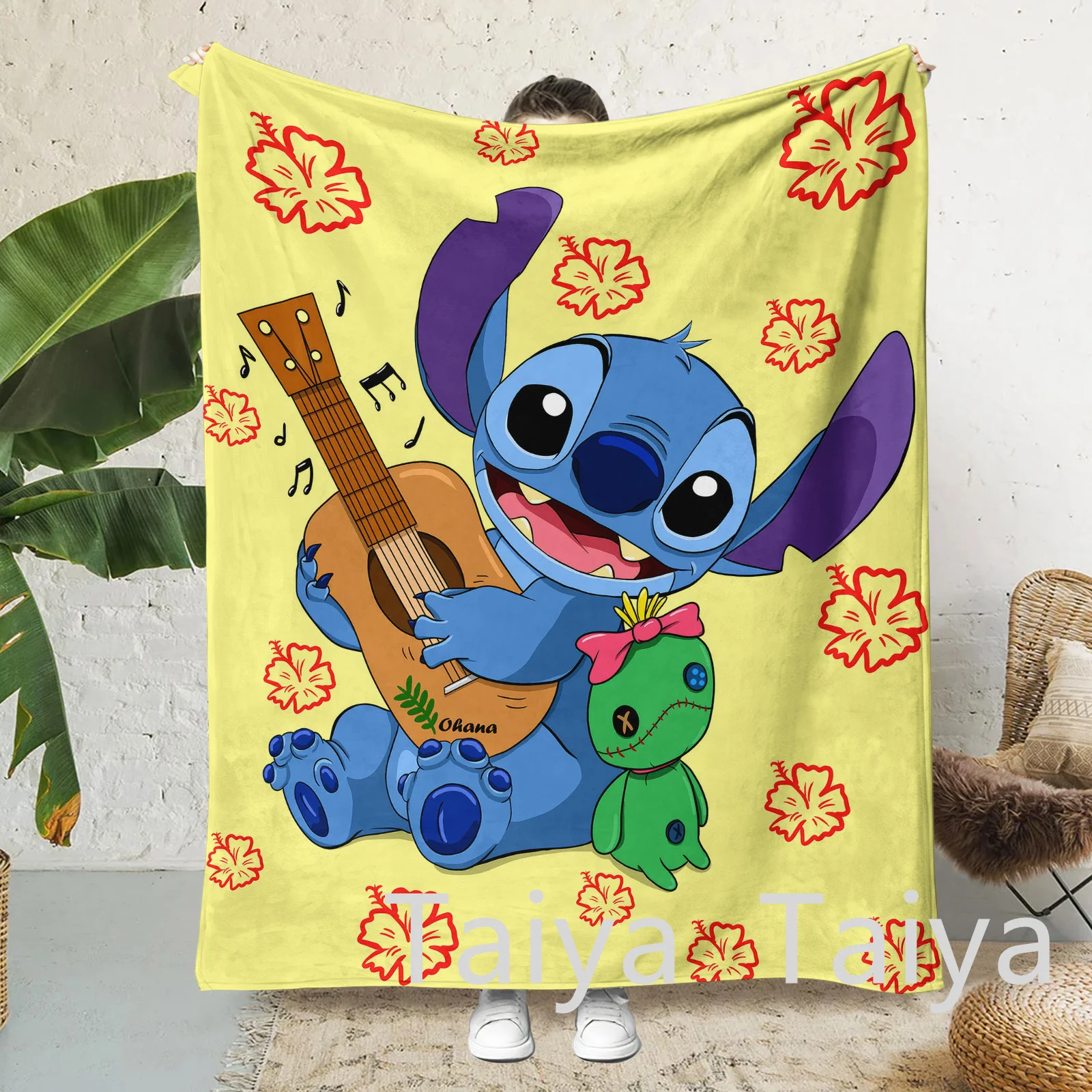 Factory Direct Hot Sale newest cute Stitch Lilo Super Soft Microfiber Flannel Throw travel Blankets Kids blanket