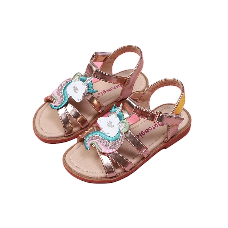 New fashion cartoon unicorn children shoes breathable soft soles buckle children jelly shoes