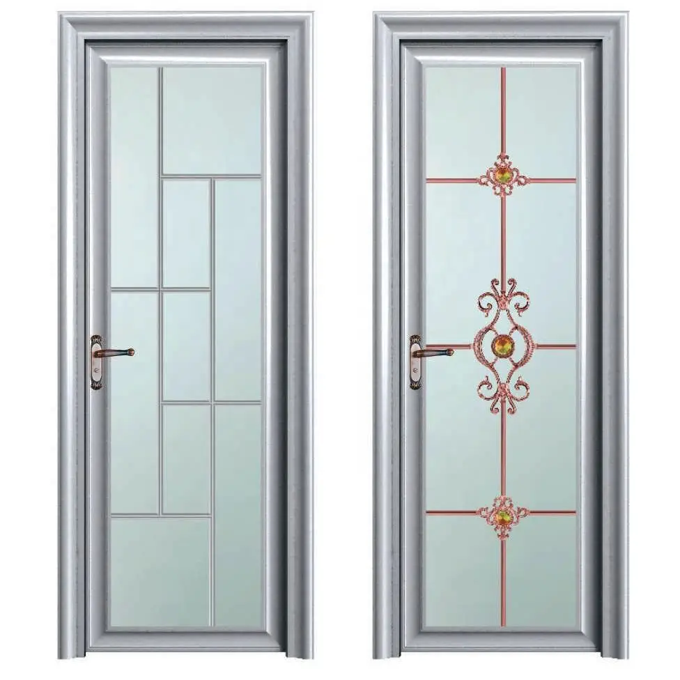 New design Interior bathroom aluminum frosted glass toilet casement door glass interior doors for bathroom