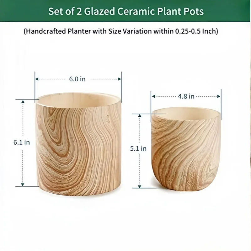 water transfer printing wood texture ceramic Planter Plant Pot