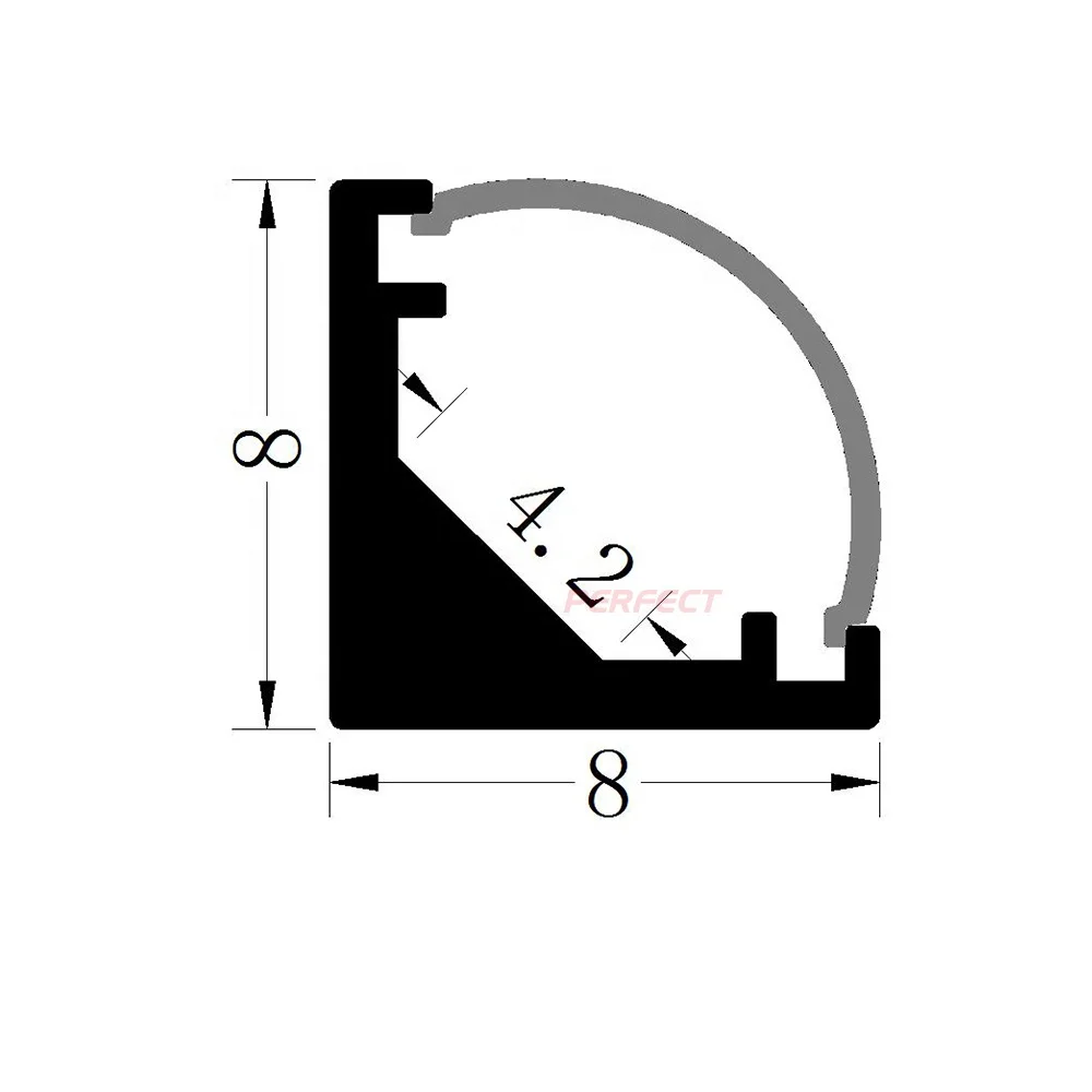 Тонкий 4 мм светодиодный профиль угловая осветительная полоса профиль 45 градусов угол алюминиевый светодиодный канал