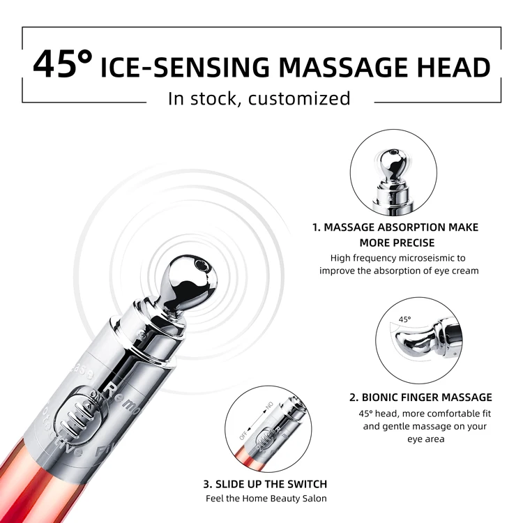 Custom Cosmetic Luxury Empty Soft Tube Packaging Vibrating Eye Cream Massage Plastic with Electric Metal Roller Applicator