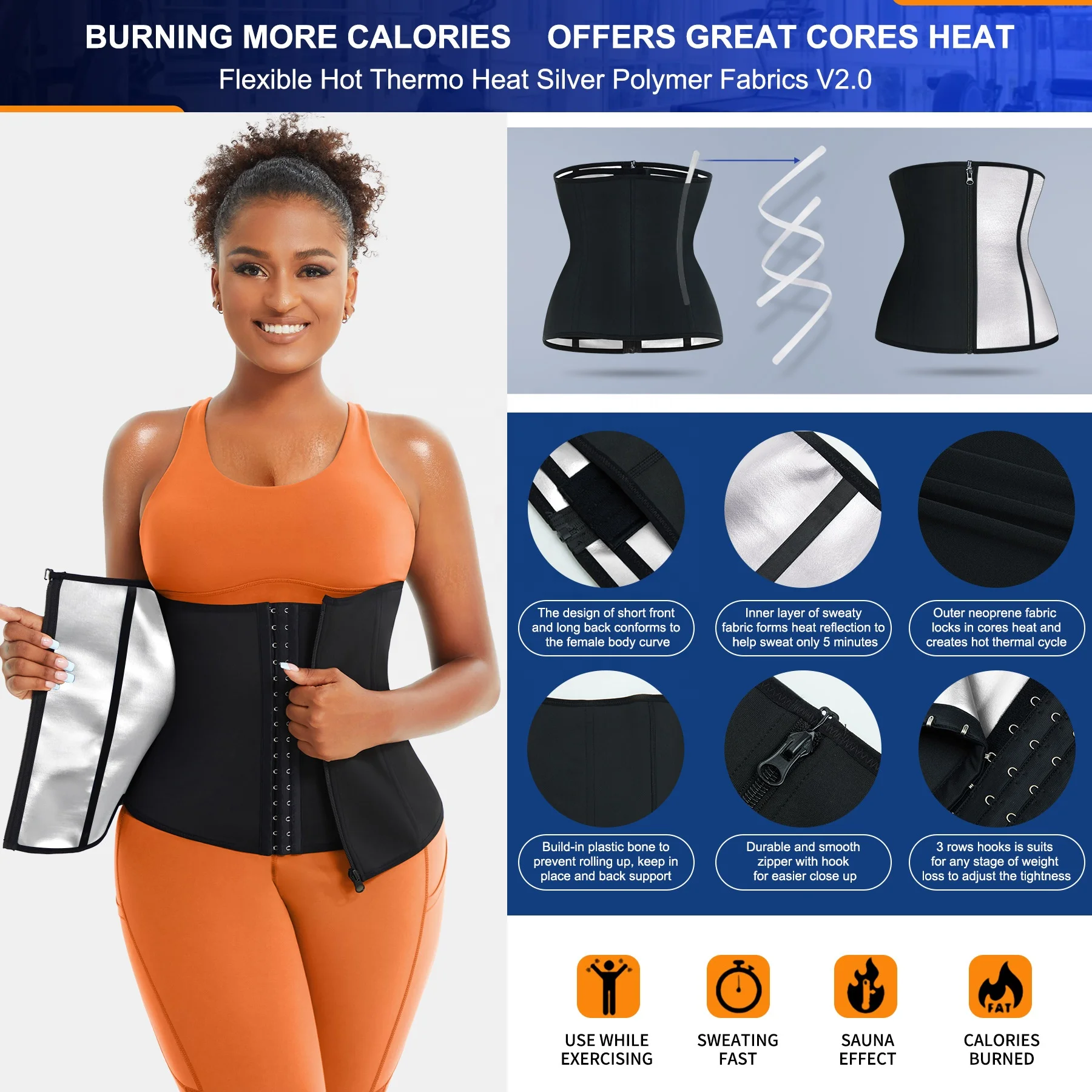 Trending Custom Logo Waist Trainers for Women Belly Fat Sauna Suit Waist Trimmer Sweat Bands for Hourglass Body Shaping
