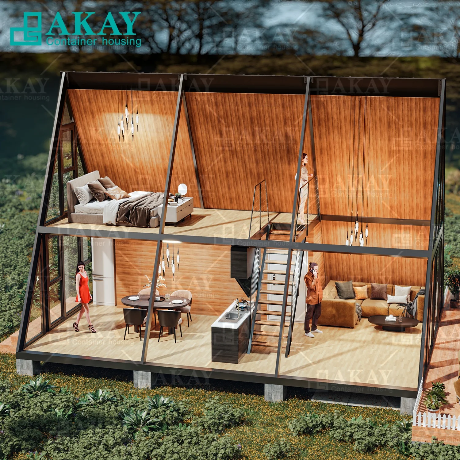 Luxury Frame Small Triangle House, Low-Rise Heat-Insulated Villa, Modular Home, Detachable Container House