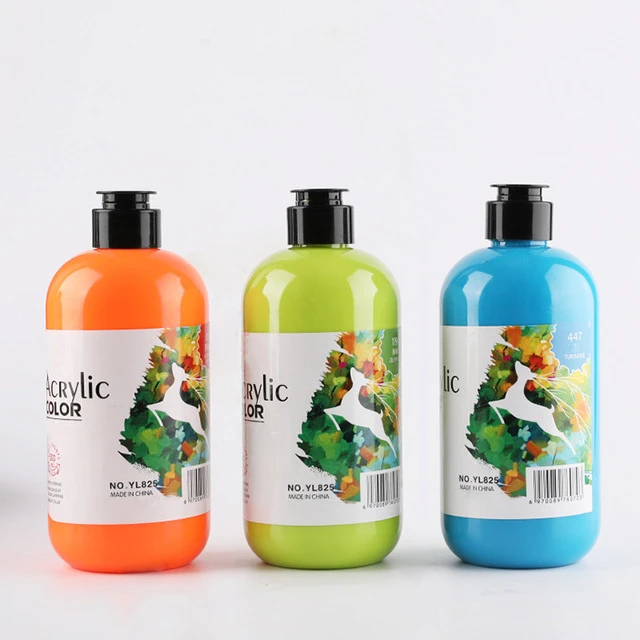 500ml 16.9 oz Non-Toxic and Safe Waterproof Fluorescent Color Acrylic Paints with Customized Label